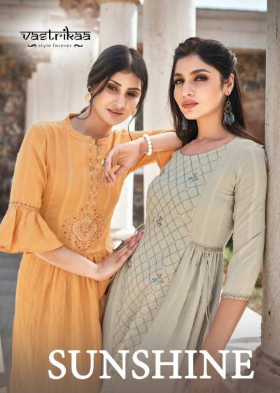 Sunshine By Vastrikaa Stylish Embroidered A line Kurti Collection